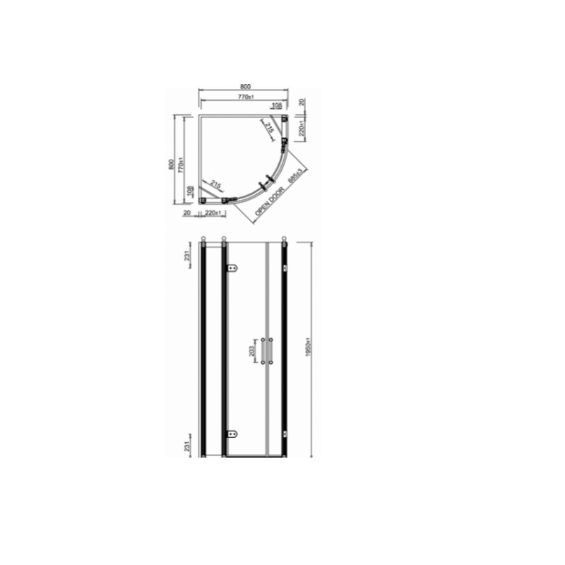 картинка Кабина душевая Quadrant 800 x 800 мм (770-790 мм) с доп.панелью 400 мм (435-455 мм) BURLINGTON C22+C17, хром от дилера Burlington в Москве