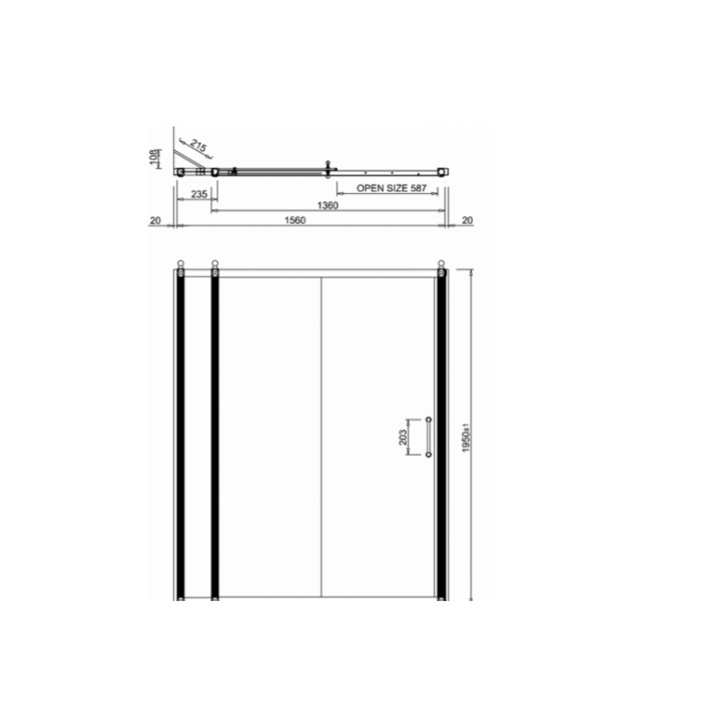 картинка Дверь раздвижная 1400 мм (1360-1400 мм) с доп.панелью 200 мм (235-255 мм) BURLINGTON C8S+C15, хром от дилера Burlington в Москве