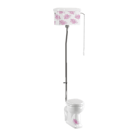 картинка P2 BOTA T30 CHR C28S BOTA Изготовленный на заказ стандартный туалет высокого уровня ботанического розового цвета с керамическим бачком одинарного смыва, белый/розовый от дилера Burlington в Москве