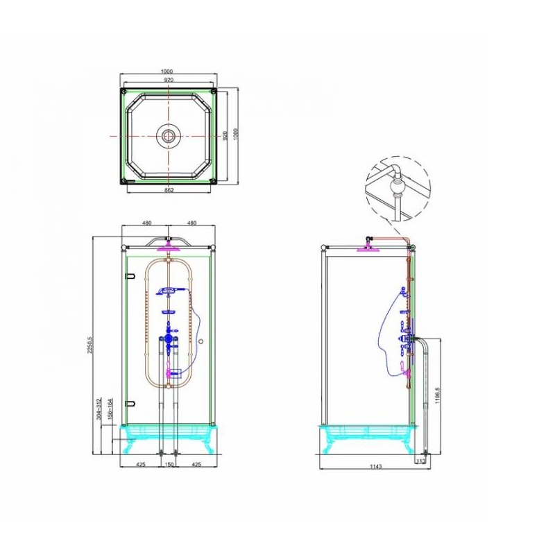 картинка Дополнительный комплект труб, увеличивающий высоту  ограждения Piccadilly BURLINGTON Arcade ARC62 NKL, никель от дилера Burlington в Москве