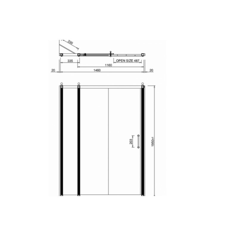 картинка Дверь раздвижная 1200 мм (1160-1200 мм) с доп.панелью 300 мм (335-355 мм) BURLINGTON C7S+C16, хром от дилера Burlington в Москве