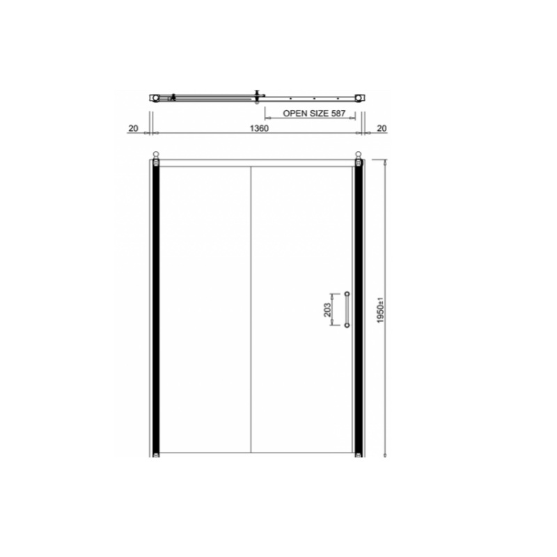 картинка Дверь раздвижная, Slider 1400 мм (1360-1400 мм) с доводчиком BURLINGTON C8S, хром от дилера Burlington в Москве