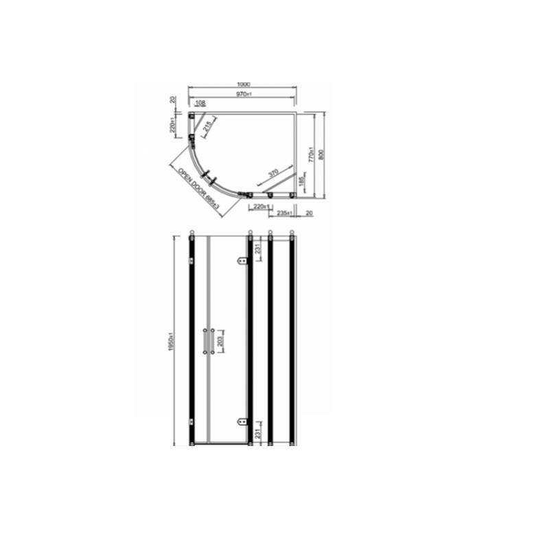 картинка Кабина душевая Quadrant 800 x 800 мм (770-790 мм) с доп.панелью 200 мм (235-255 мм) BURLINGTON C22+C15, хром от дилера Burlington в Москве
