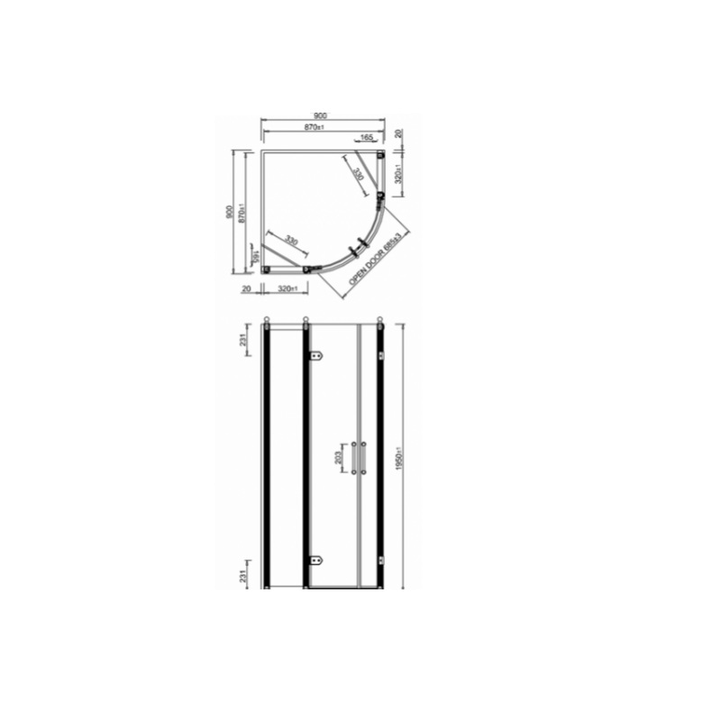 картинка Кабина душевая Quadrant 900 x 900 мм (870-890 мм) BURLINGTON C23, хром от дилера Burlington в Москве