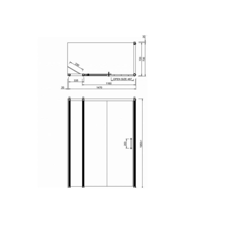 картинка Дверь раздвижная 1200 мм (1160-1200 мм) с доп.панелью 300 мм (335-355 мм) и боковым экраном 760 мм (725-745 мм ) BURLINGTON C7S+C16+C12, хром от дилера Burlington в Москве