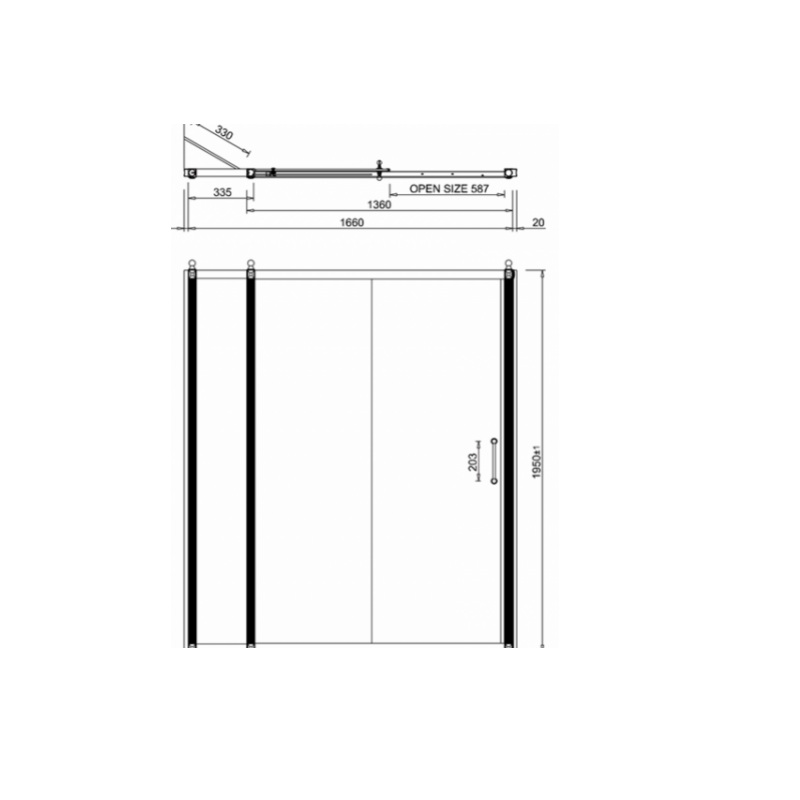картинка Дверь раздвижная 1400 мм (1360-1400 мм) с доп.панелью 300 мм (335-355 мм) BURLINGTON C8S+C16, хром от дилера Burlington в Москве