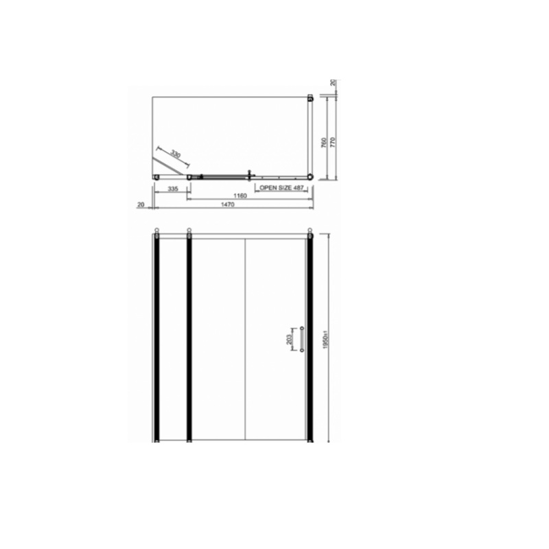 картинка Дверь раздвижная 1200 мм (1160-1200 мм) с доп.панелью 300 мм (335-355 мм) и боковым экраном 800 мм (765-785 мм) BURLINGTON C7S+C16+C13, хром от дилера Burlington в Москве