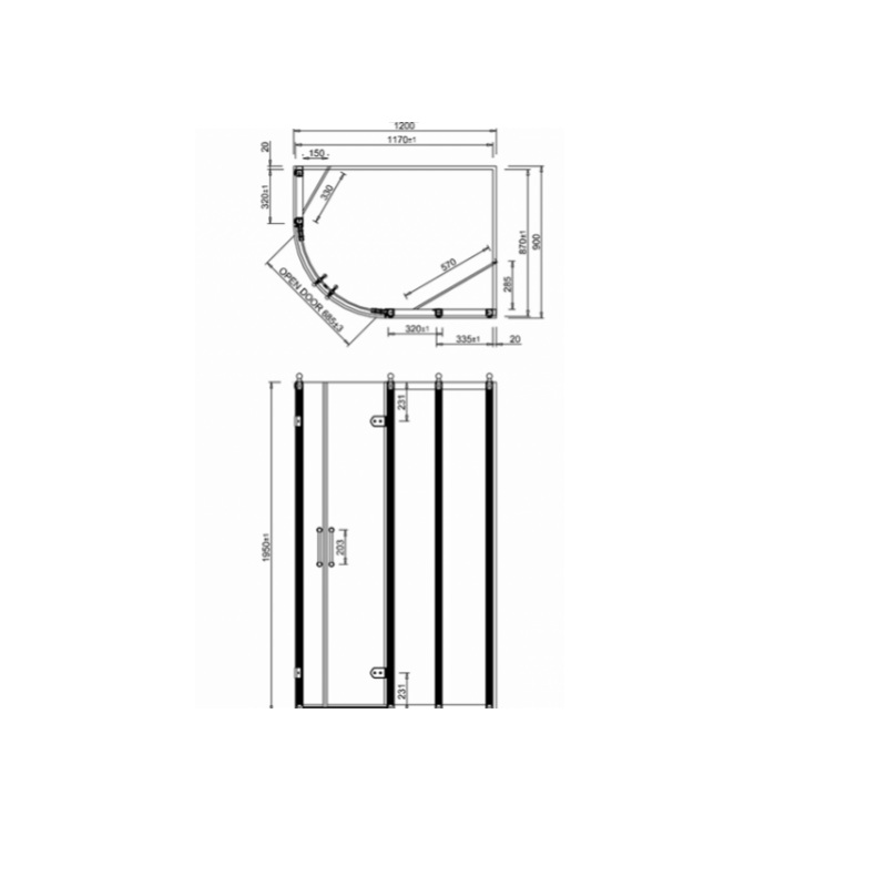 картинка Кабина душевая Quadrant 900 x 900 мм (870-890 мм) с доп.панелью 300 мм (335-355 мм) BURLINGTON C23+C16, хром от дилера Burlington в Москве