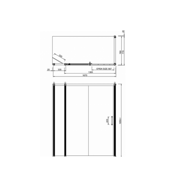 картинка Дверь раздвижная 1400 мм (1360-1400 мм) с доп.панелью 300 мм (335-355 мм) и боковым экраном 800 мм (765-785 мм) BURLINGTON C8S+C16+C13, хром от дилера Burlington в Москве