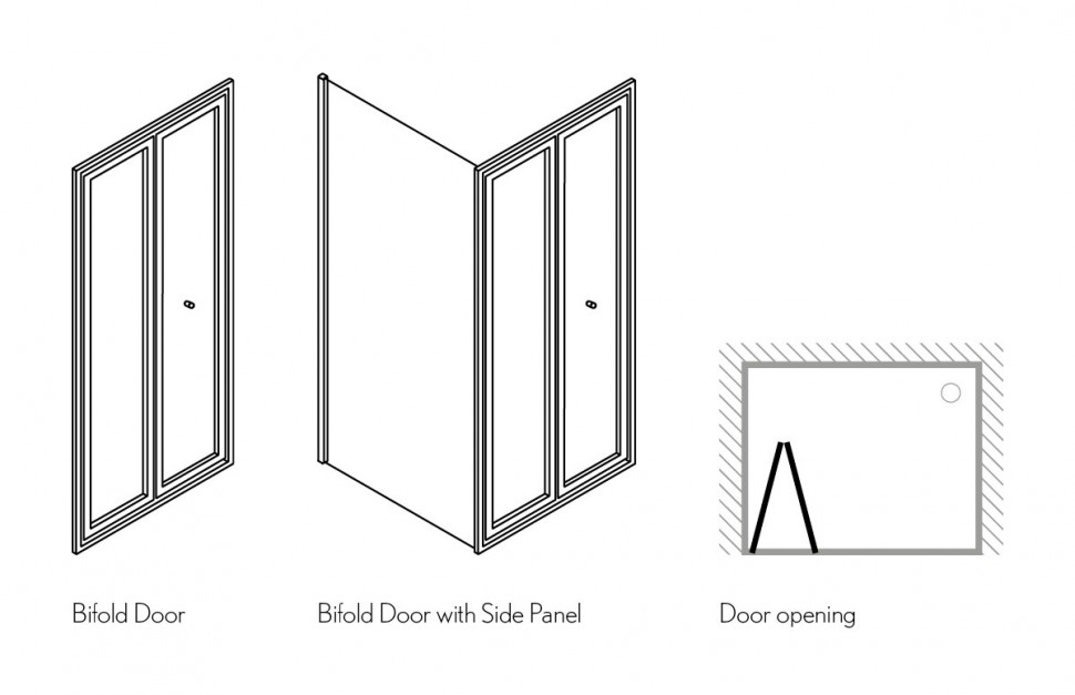 картинка Дверь для душа в нишу BIFOLD 900 мм, с боковым экраном 900 мм BURLINGTON SIMPSONS EBFSC0900+ESPSC0900, алюминий от дилера Burlington в Москве